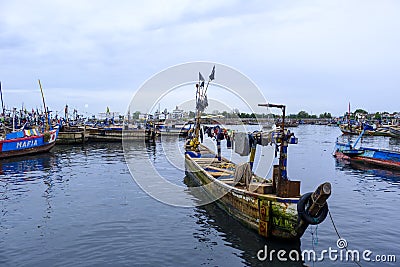 Rustic fishing boat Sekondi Editorial Stock Photo